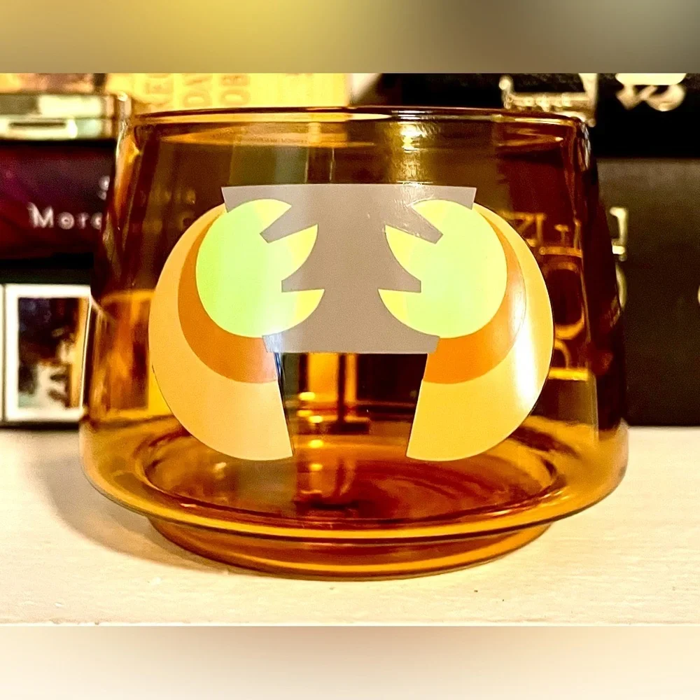 Star Wars Grogu Hands Amber Orange Glass by JoyJolt Candle Votive Drinking Glass